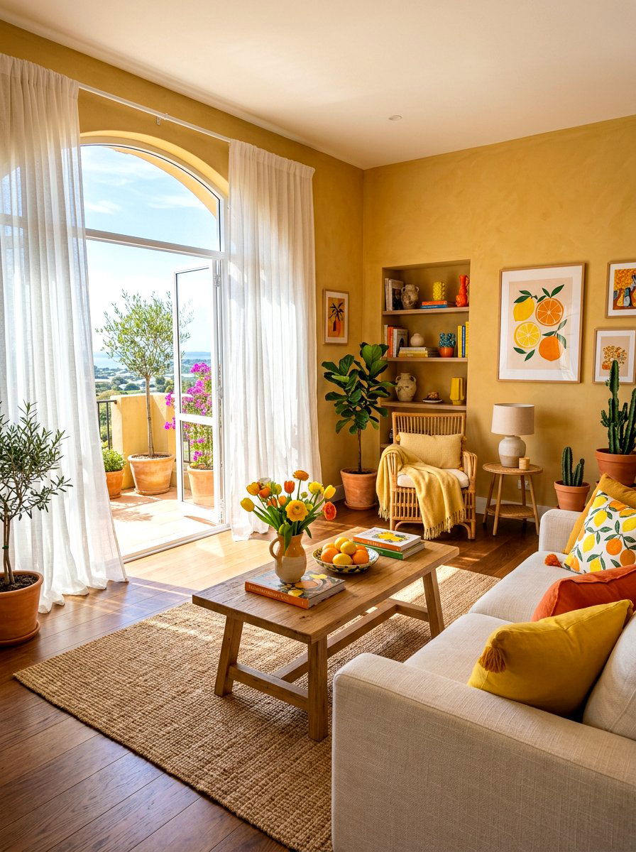 Sunny Terracotta Living Room - 30 terracotta washed living room ideas