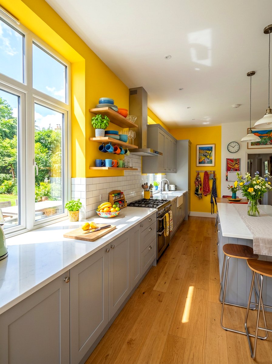 Sunny Yellow Kitchen Wall - 30 kitchen wall color ideas