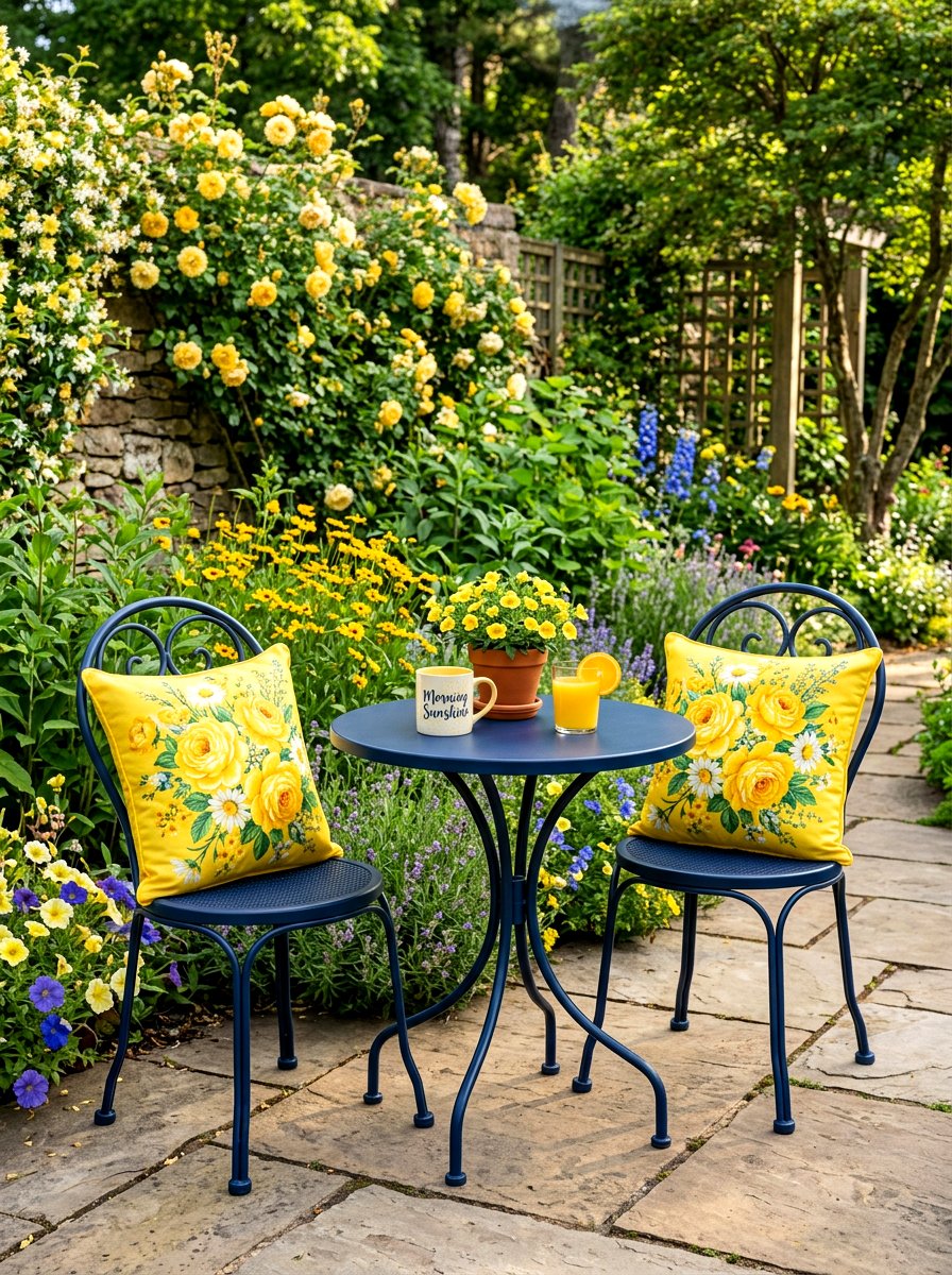 Sunny yellow floral outdoor pillow - 30 outdoor throw pillow ideas