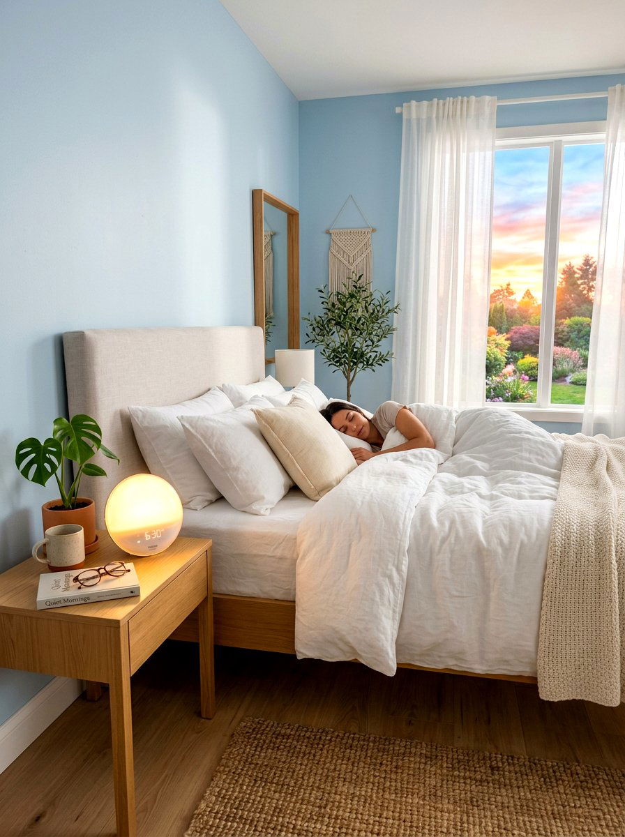 Sunrise Alarm Clock Bedside Setup - 30 circadian lighting bedroom ideas