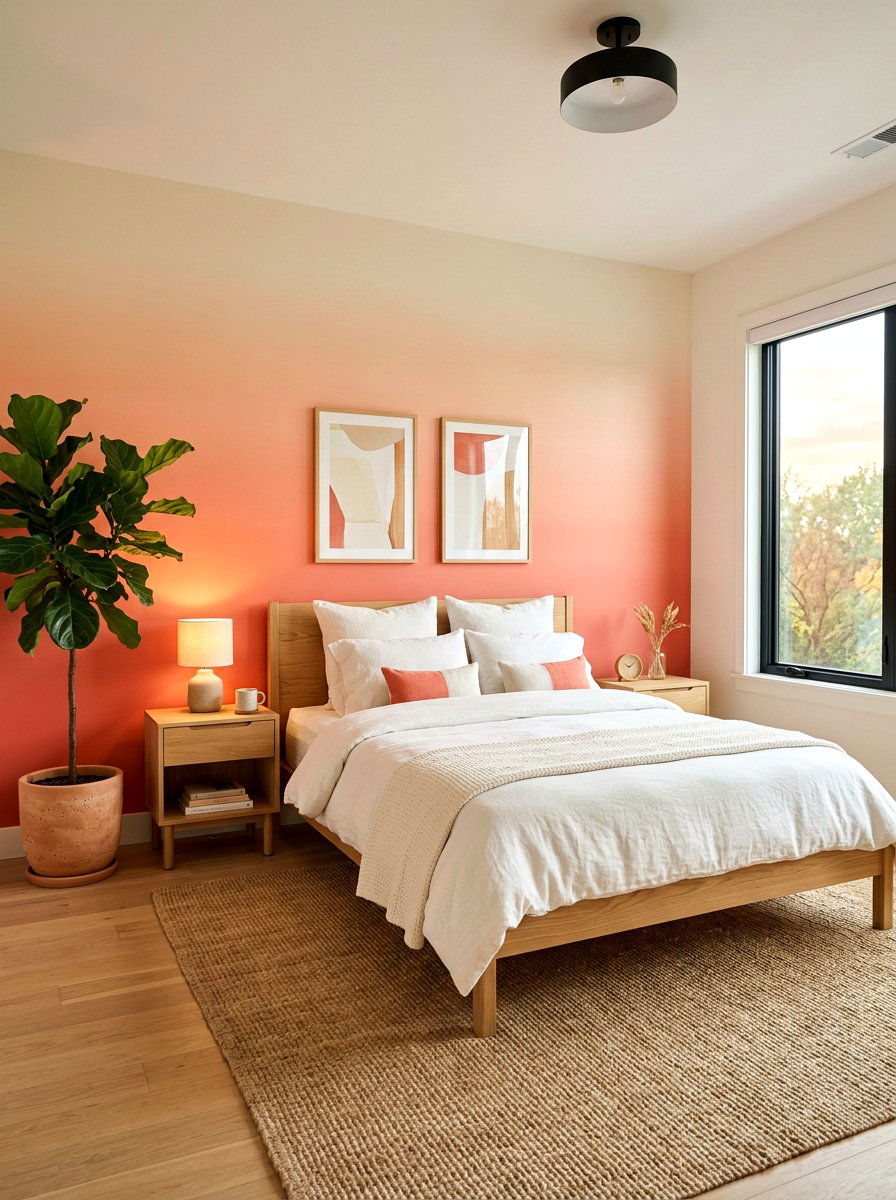 Sunrise Ombre Wall - 30 sunrise inspired bedroom ideas