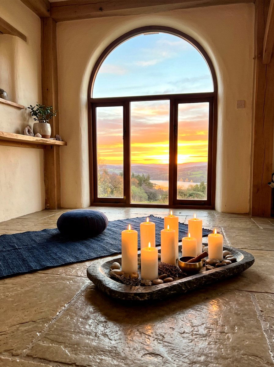 Sunrise candle meditation space - 30 sunrise meditation space ideas