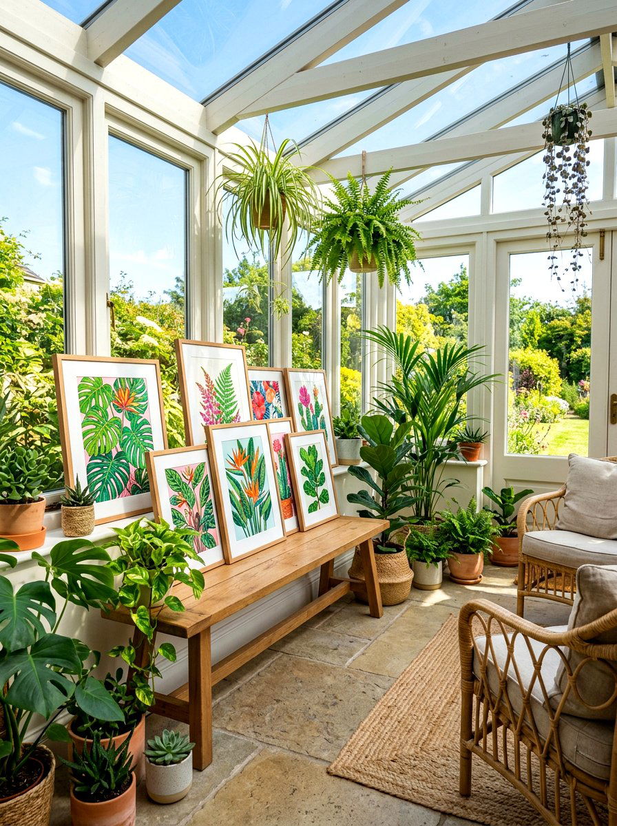 Sunroom Art Display - 30 leaning art wall ideas