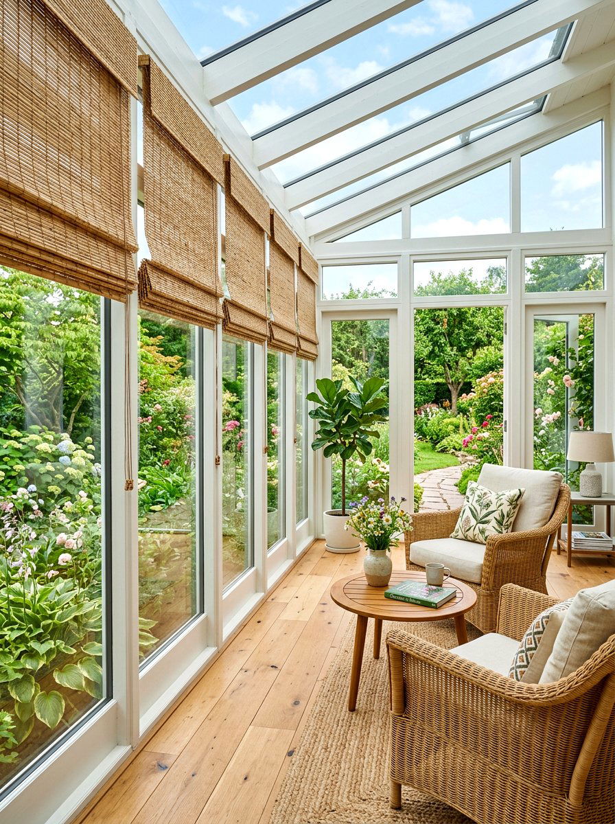Sunroom Bamboo Roman Shade - 30 bamboo shade ideas