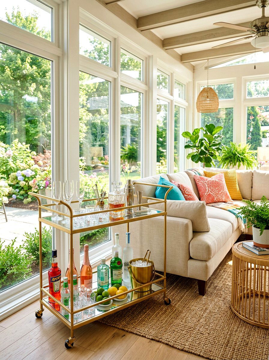 Sunroom Bar Cart - 30 sunroom decor ideas