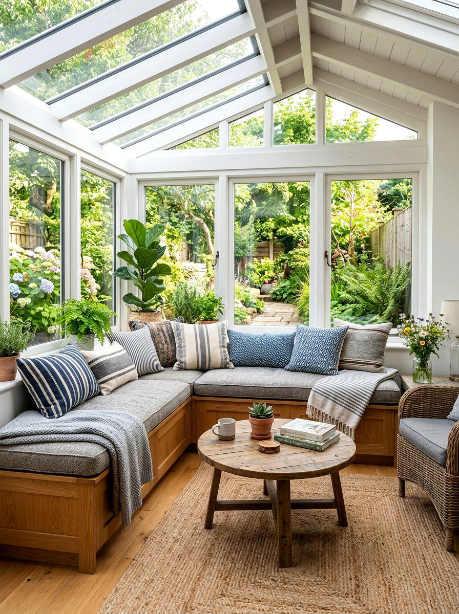 Sunroom Bench Seating - 30 apartment sunroom corner ideas