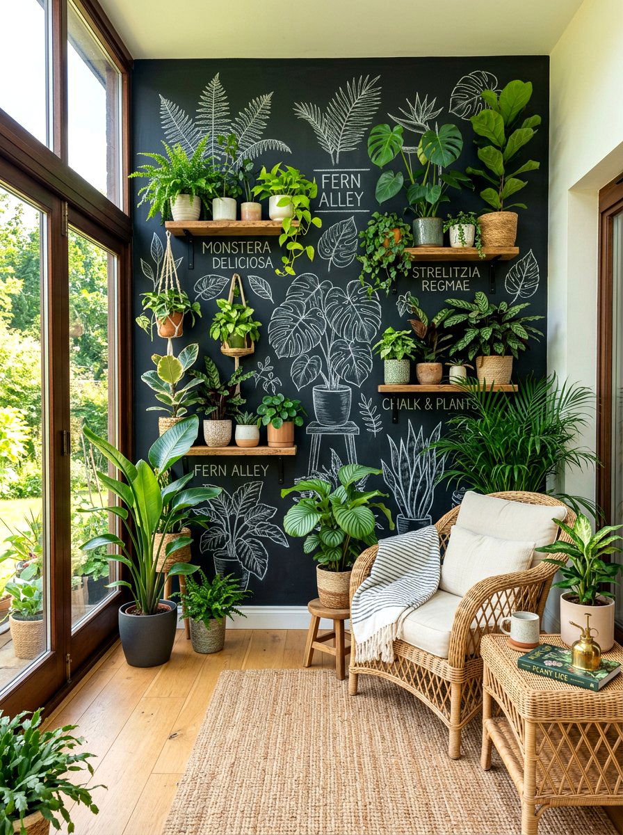 Sunroom Botanical Wall - 30 chalkboard wall ideas