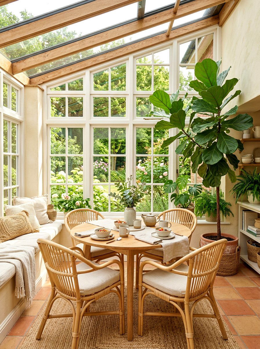 Sunroom Breakfast Nook - 30 indoor outdoor breakfast room ideas
