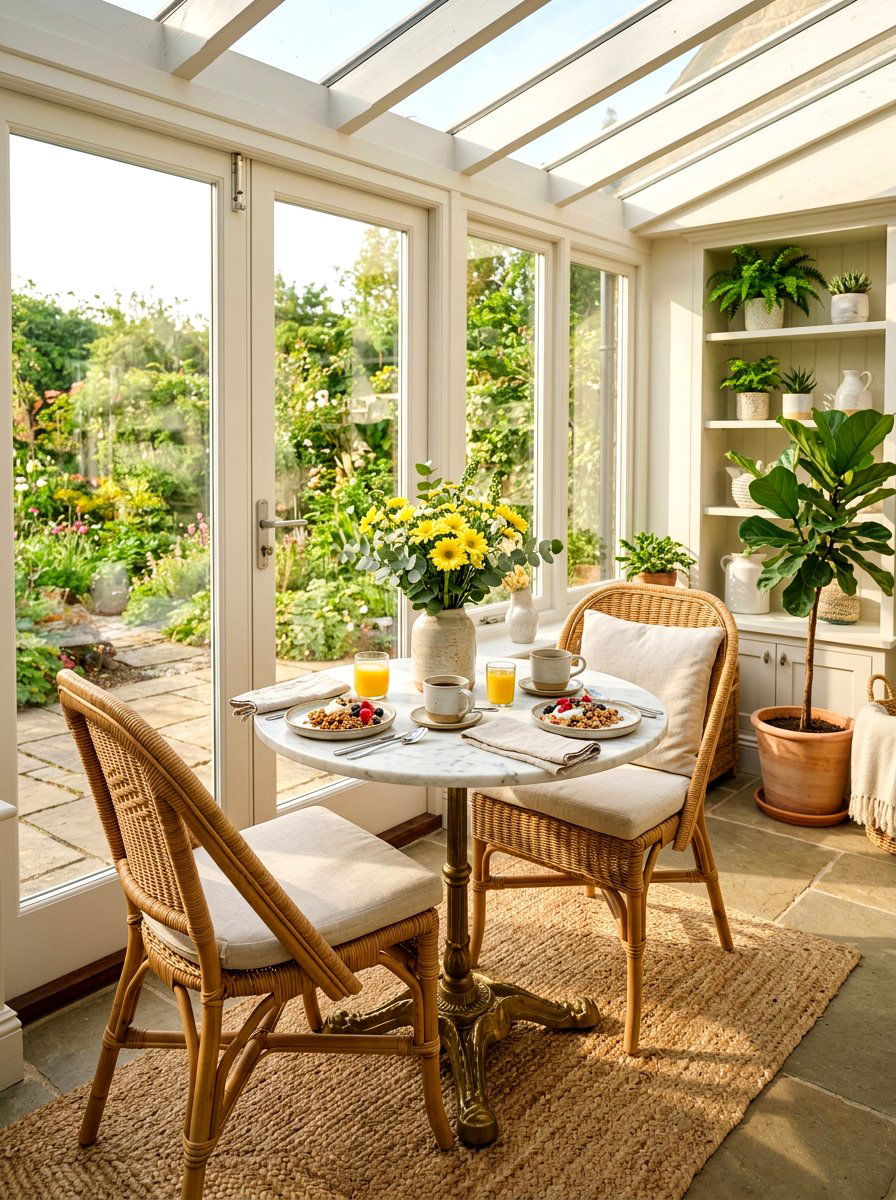 Sunroom Breakfast Nook Setup - 30 sun filled sitting room ideas