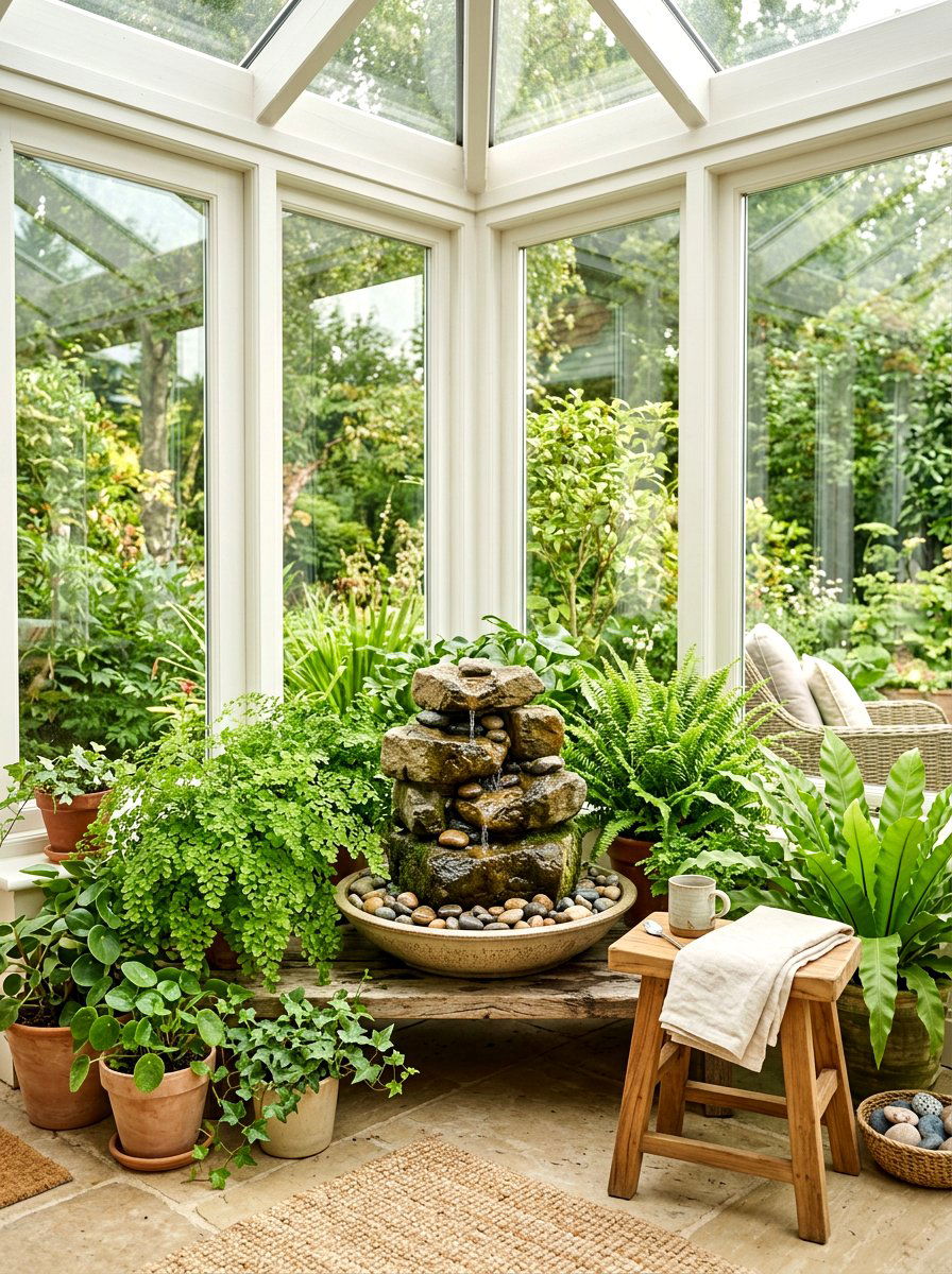 Sunroom Corner Water Feature - 30 apartment sunroom corner ideas