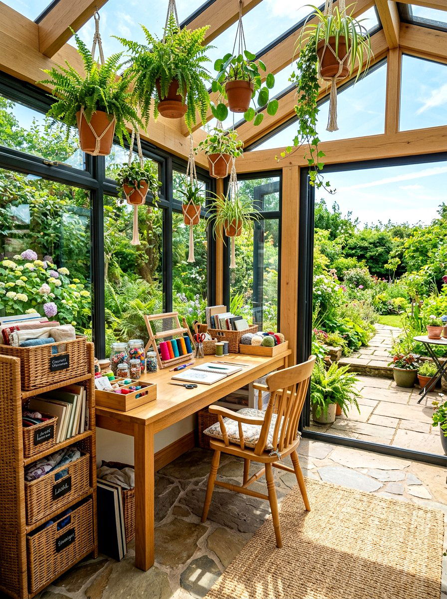 Sunroom Craft Area - 30 knitting room ideas