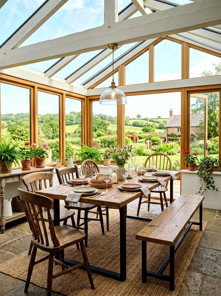 Sunroom Dining Area - 30 farmhouse sunroom ideas