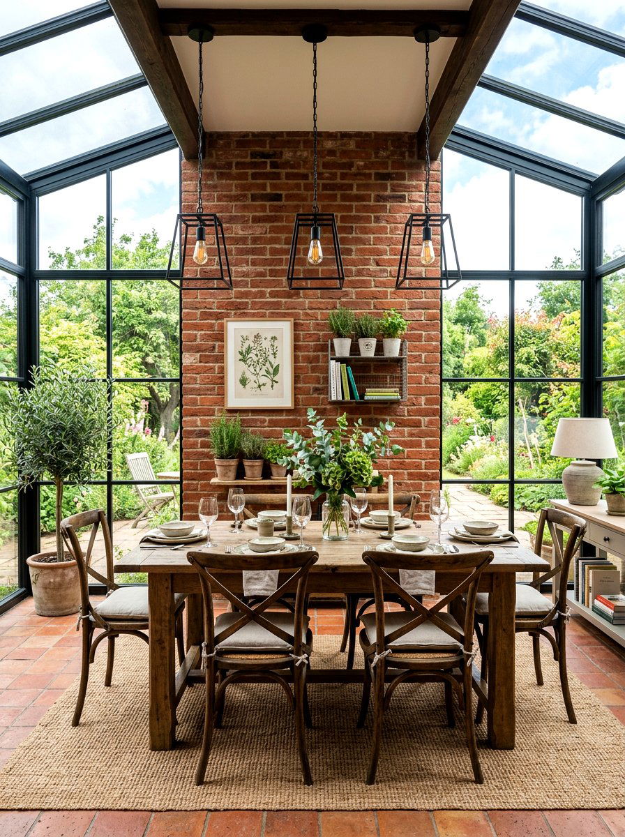 Sunroom Dining With Brick Walls - 30 sunroom dining ideas