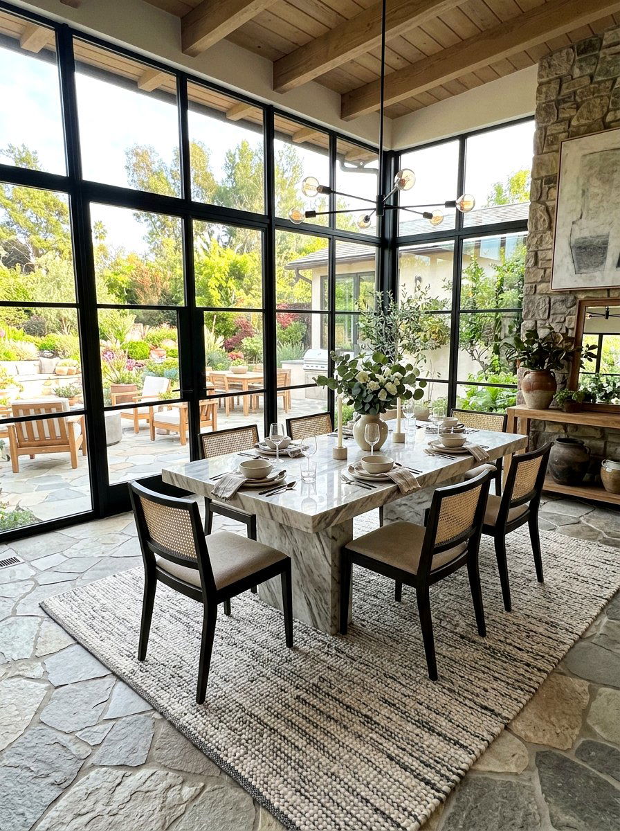Sunroom Dining With Stone Floor - 30 sunroom dining ideas