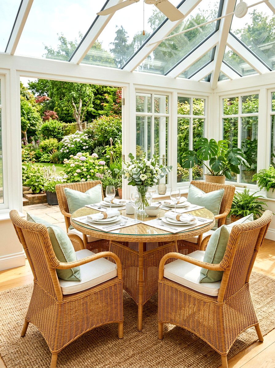 Sunroom Dining With Wicker Furniture - 30 sunroom dining ideas