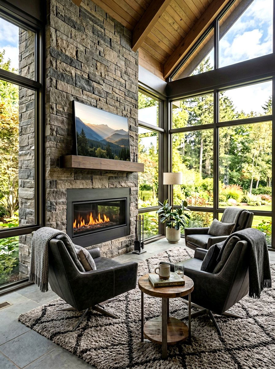 Sunroom Fireplace - 30 cozy sunroom ideas
