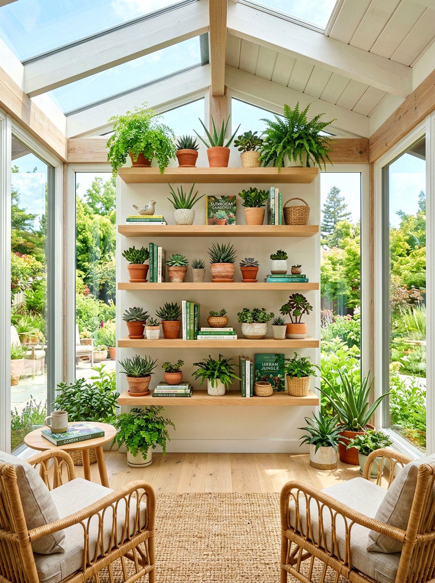 Sunroom Floating Shelves - 30 floating shelf ideas