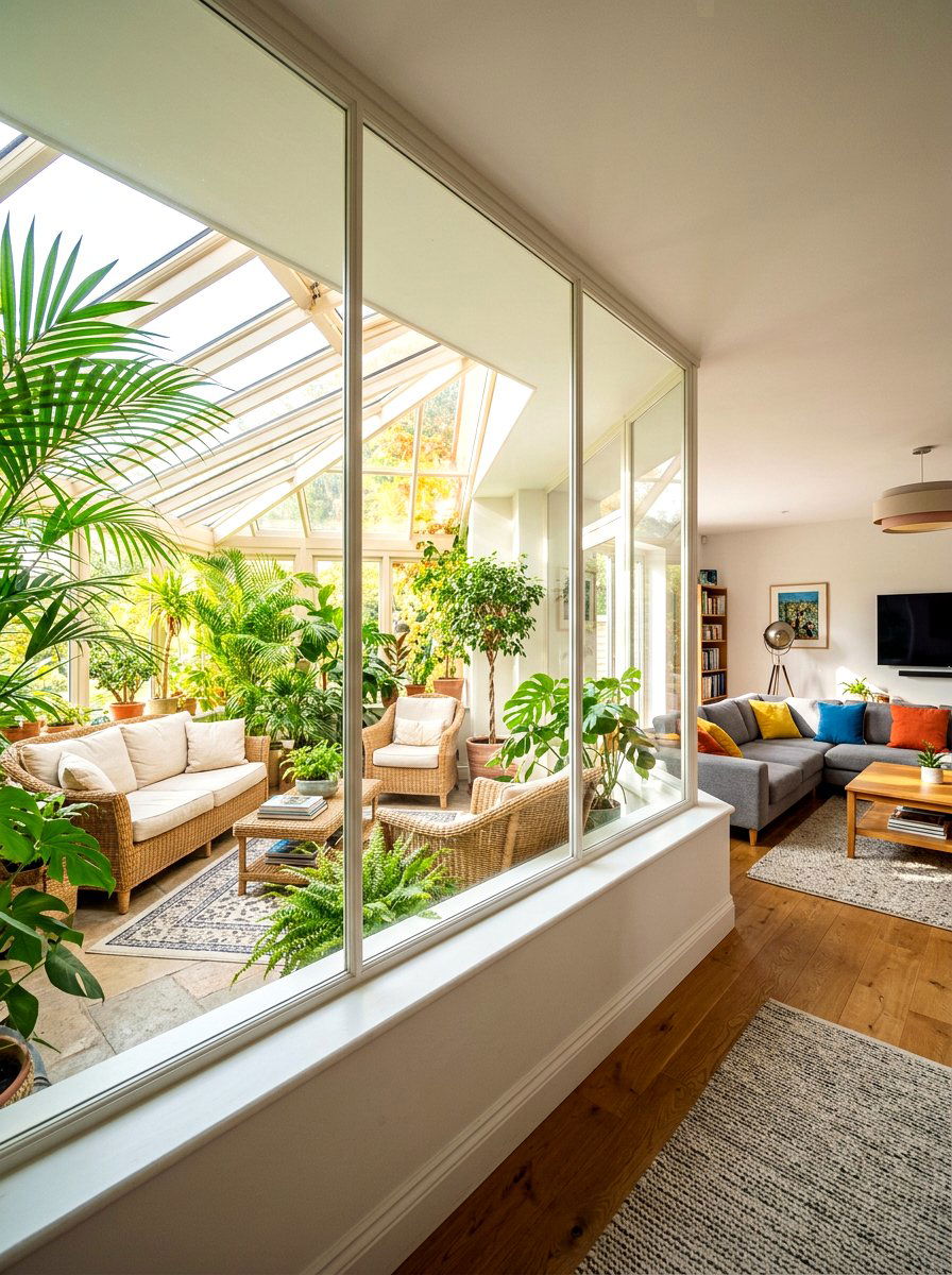 Sunroom Glass Partition Wall - 30 half wall zoning ideas
