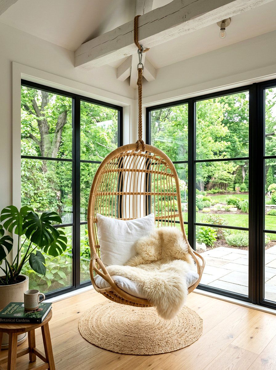 Sunroom Hanging Chair - 30 sunroom decor ideas