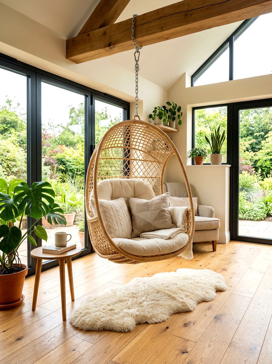 Sunroom Hanging Chair - 30 cozy sunroom ideas