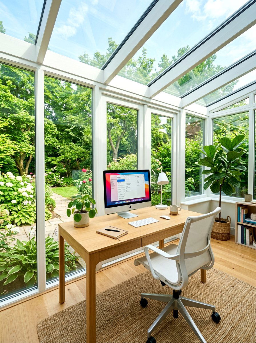 Sunroom Home Office Workspace - 30 sun filled sitting room ideas