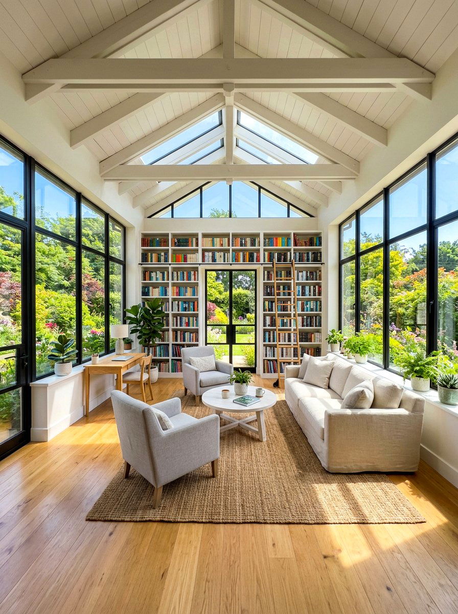 Sunroom Library Space - 30 reading room aesthetic ideas