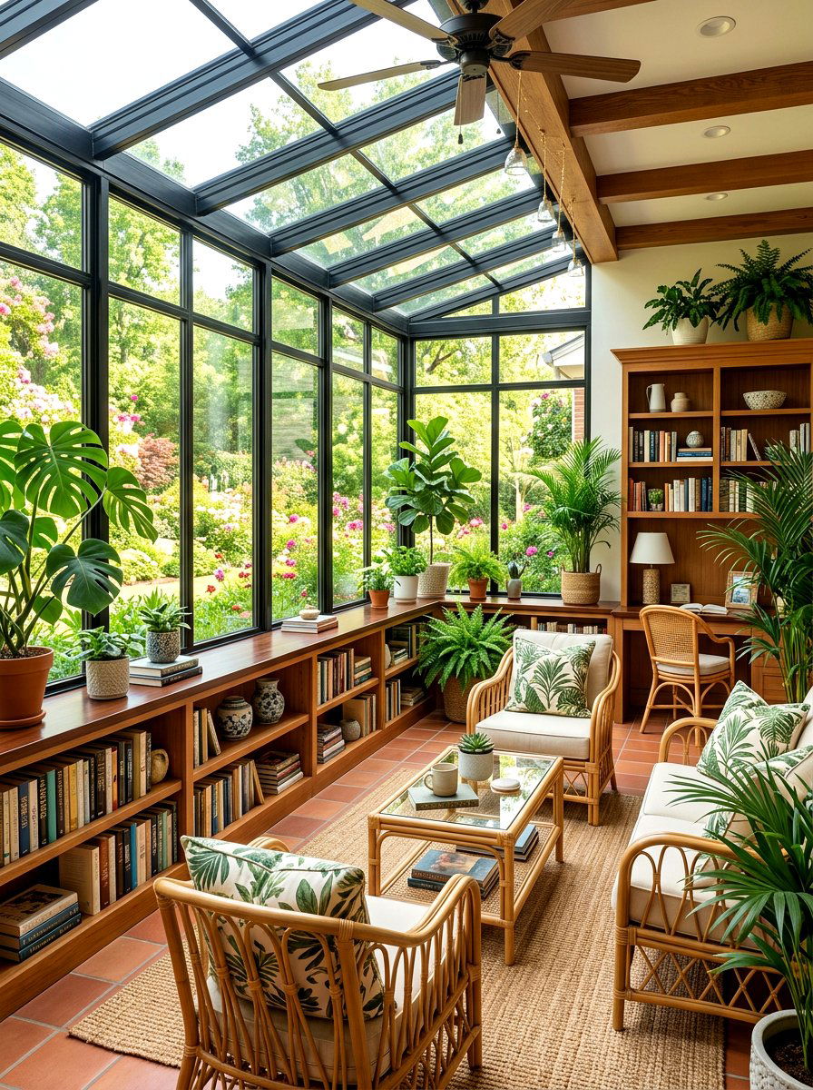 Sunroom Library Space - 30 book filled room ideas