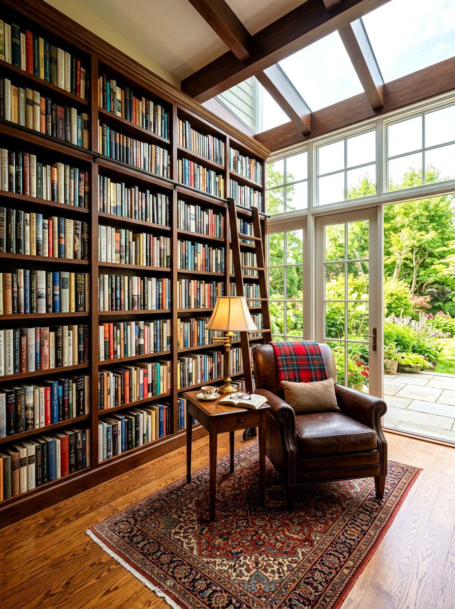 Sunroom Library Wall - 30 sunroom reading nook ideas
