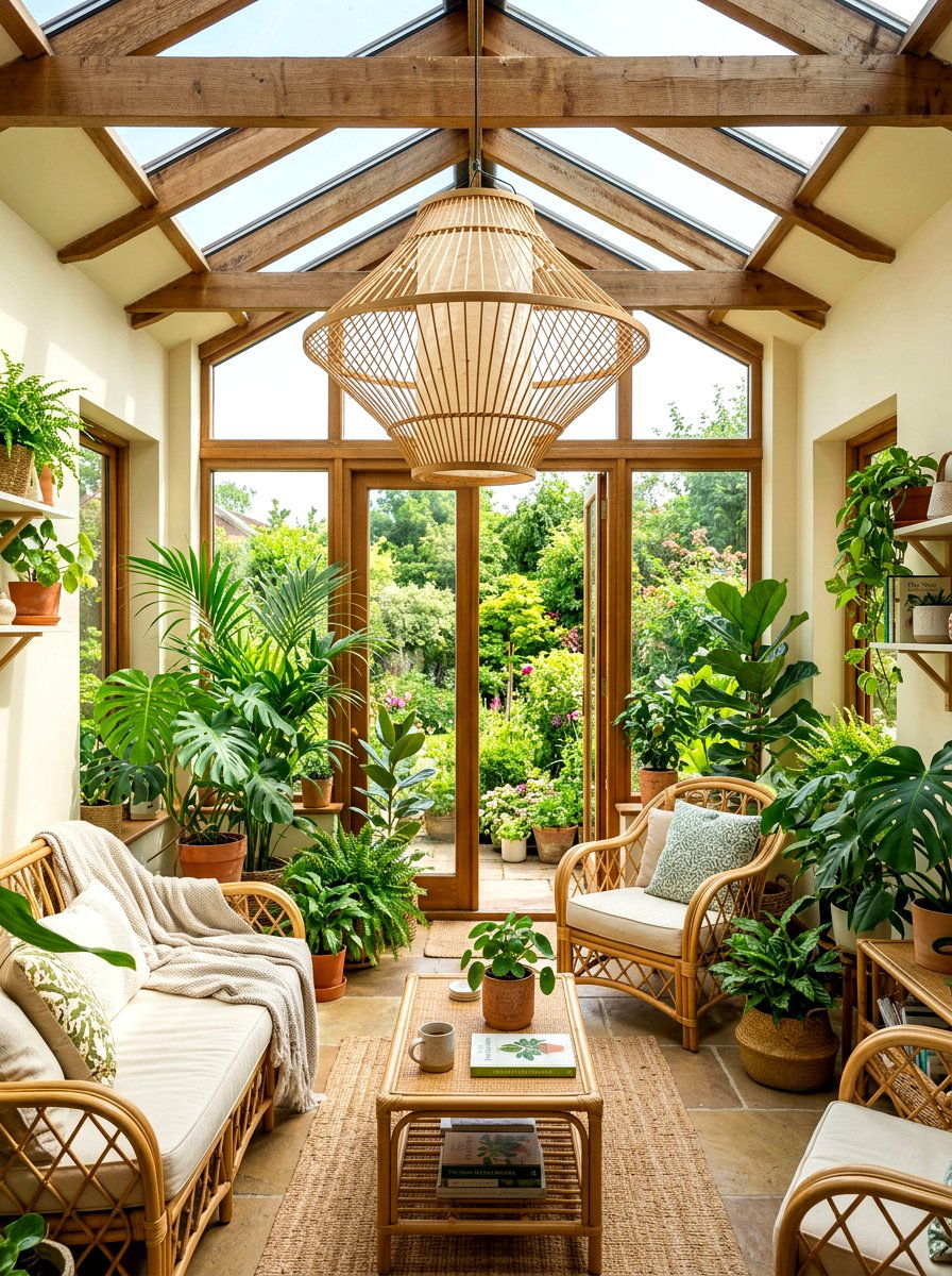 Sunroom Natural Vibe - 30 paper lantern lighting ideas