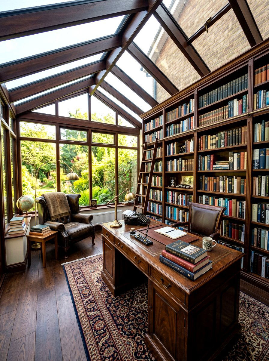 Sunroom Office With Library - 30 sunroom office ideas