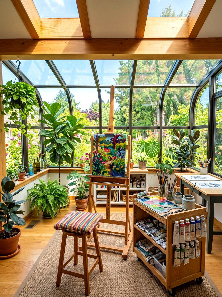 Sunroom Painting Area - 30 art corner ideas
