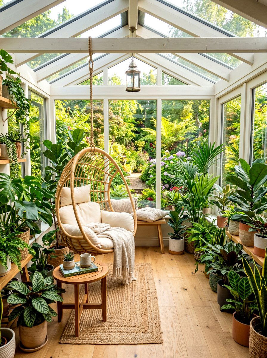 Sunroom Rattan Egg Chair - 30 hammock chair ideas