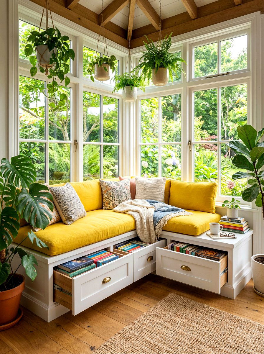 Sunroom Reading Nook Drawers - 30 banquette storage drawers ideas