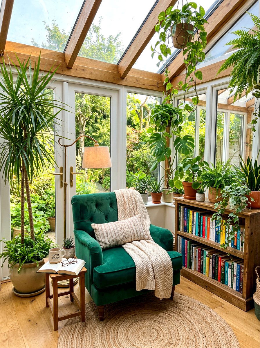 Sunroom Reading Nook Greenery - 30 sunroom plant corner ideas