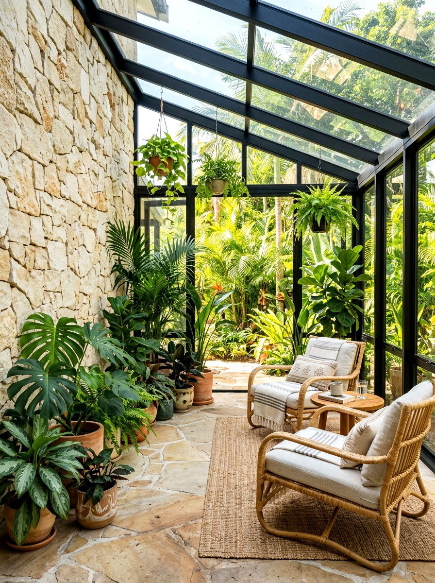 Sunroom Stone Wall - 30 stone accent wall ideas