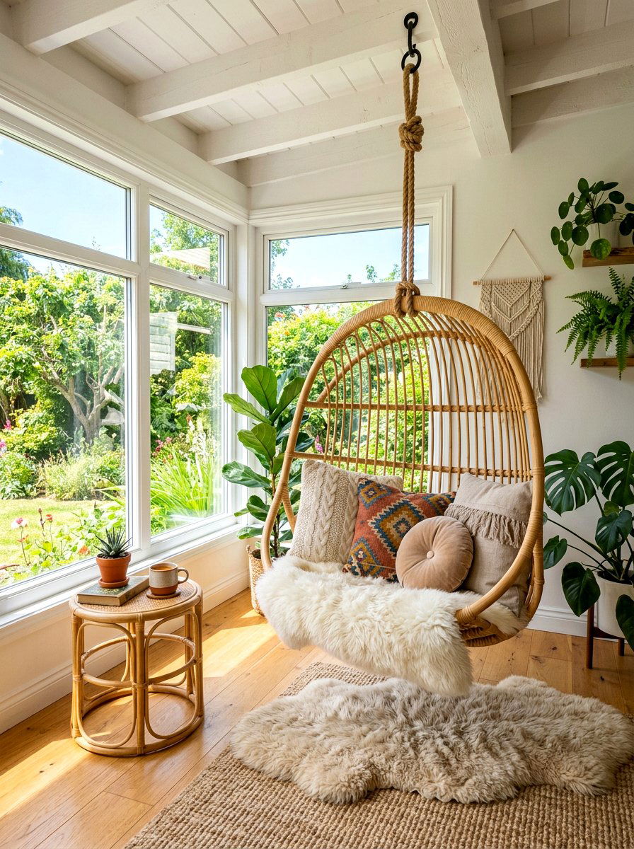 Sunroom Swing Chair - 30 bright sunroom ideas