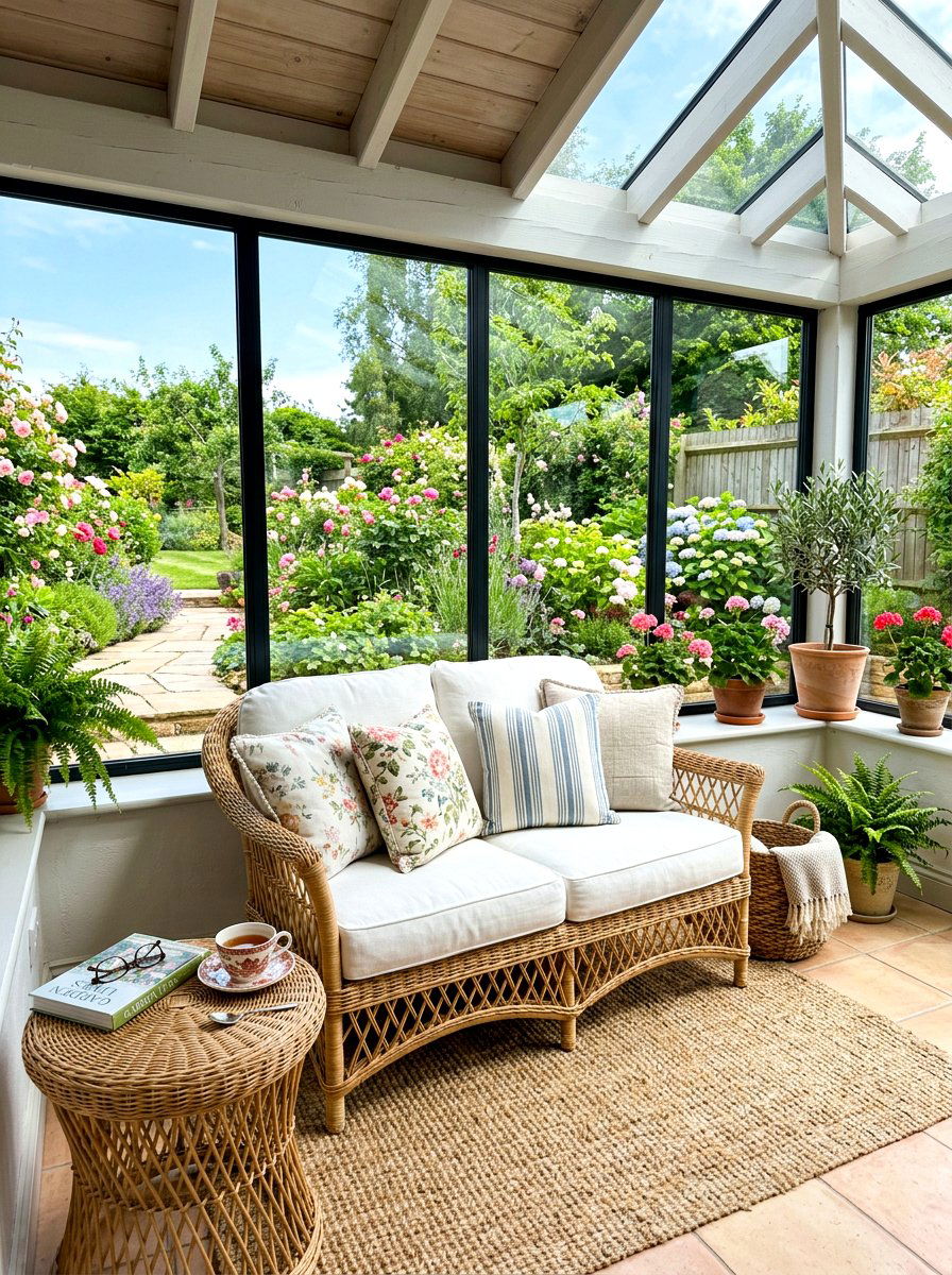 Sunroom Wicker Furniture Nook - 30 quiet corner decor ideas