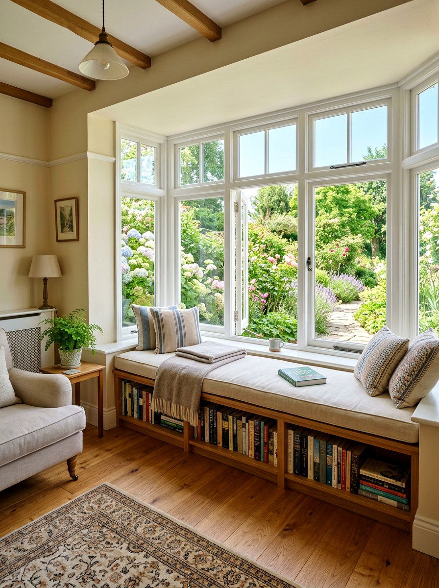 Sunroom Window Seat Bench - 30 small sunroom ideas