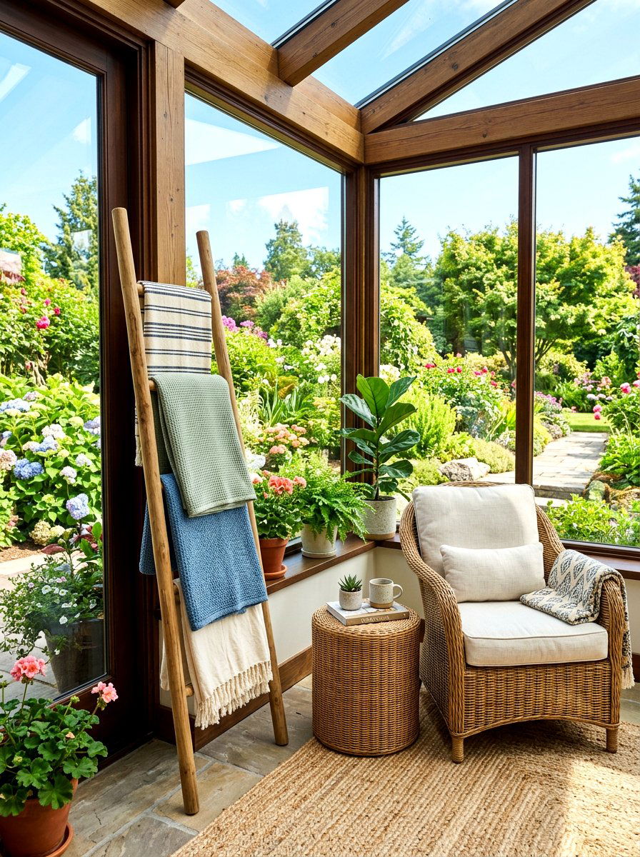 Sunroom corner blanket ladder - 30 corner ladder blanket ideas