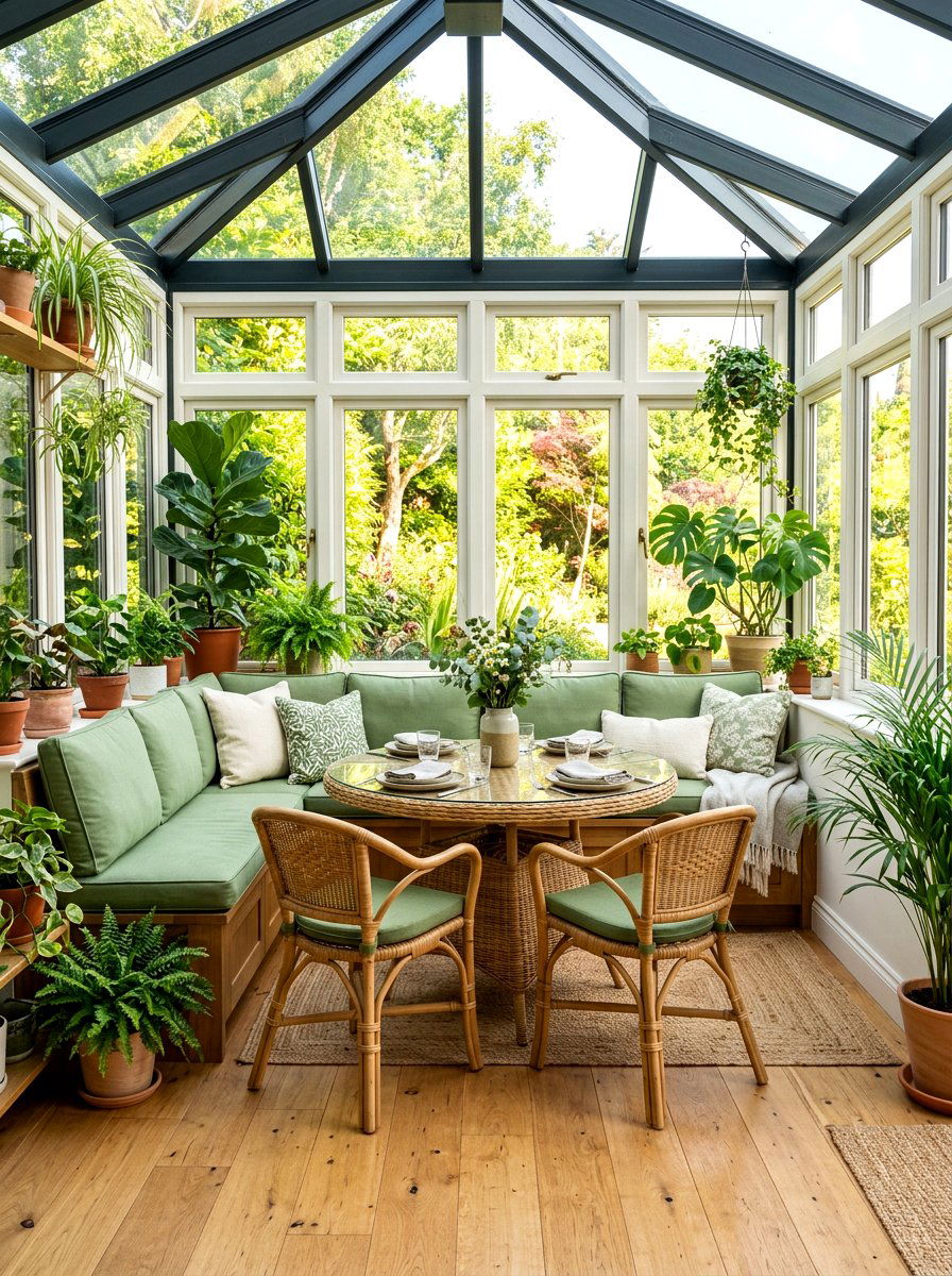 Sunroom dining bench - 30 built in dining bench ideas
