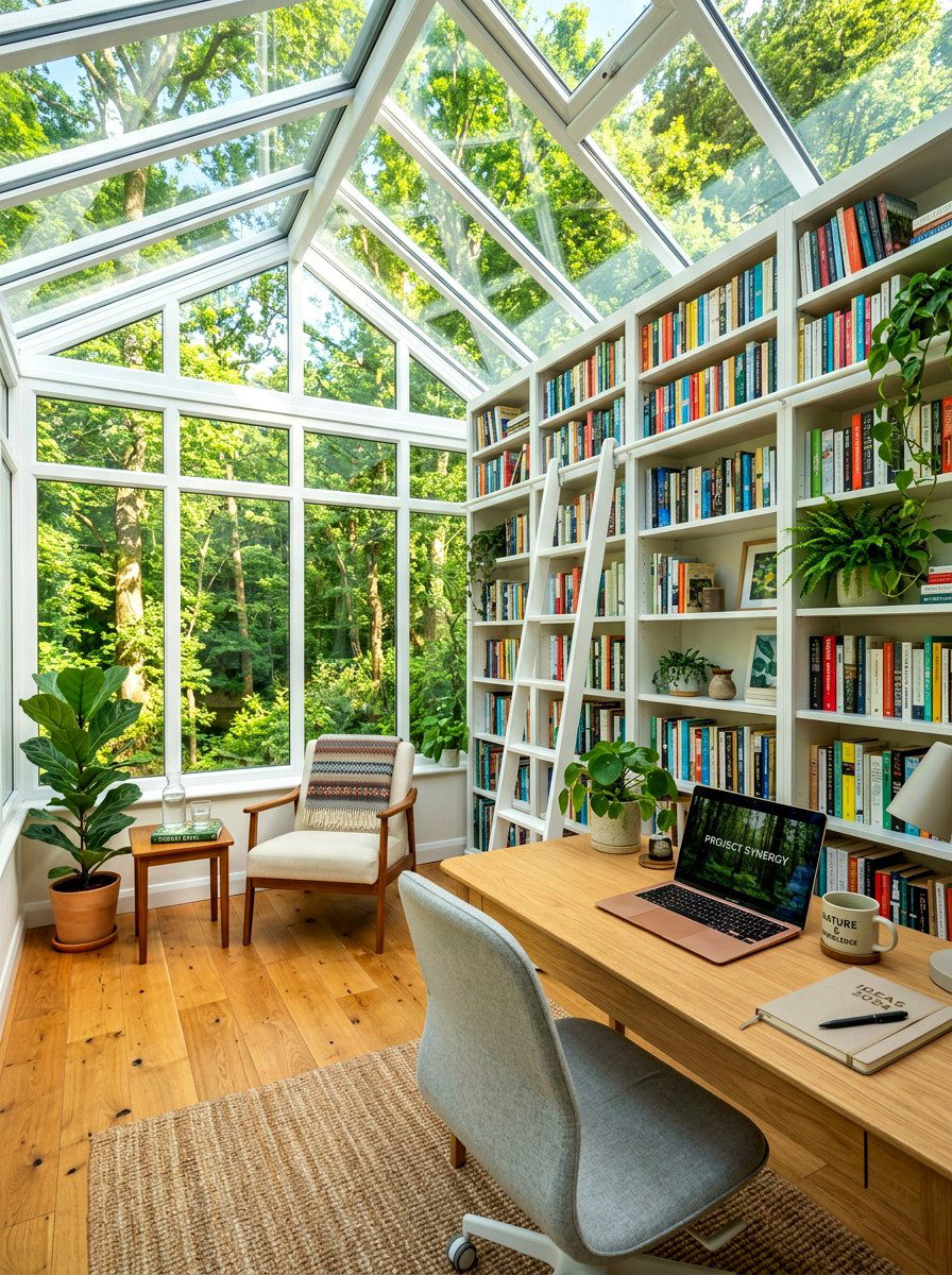 Sunroom library office - 30 book lover office ideas