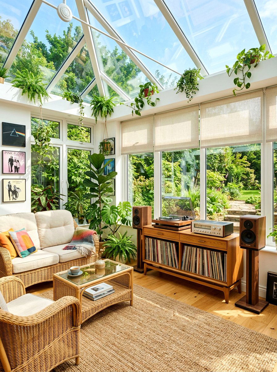 Sunroom listening lounge - 30 record listening room ideas
