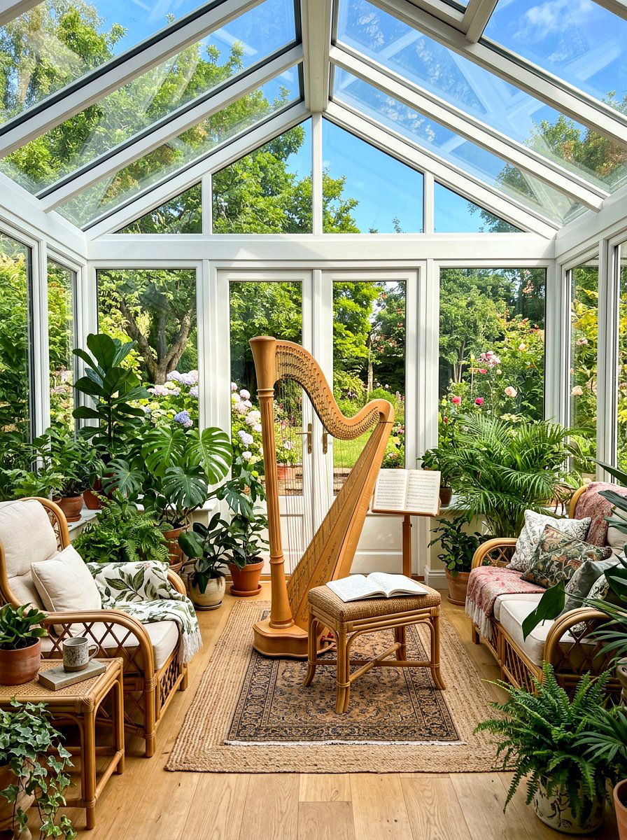 Sunroom music space - 30 music room ideas