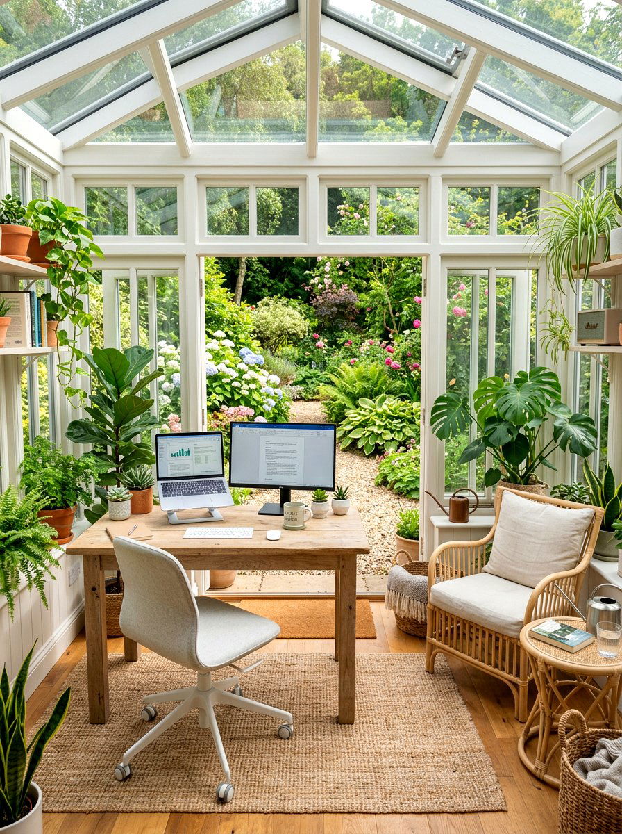 Sunroom office conversion - 30 feminine home studio ideas