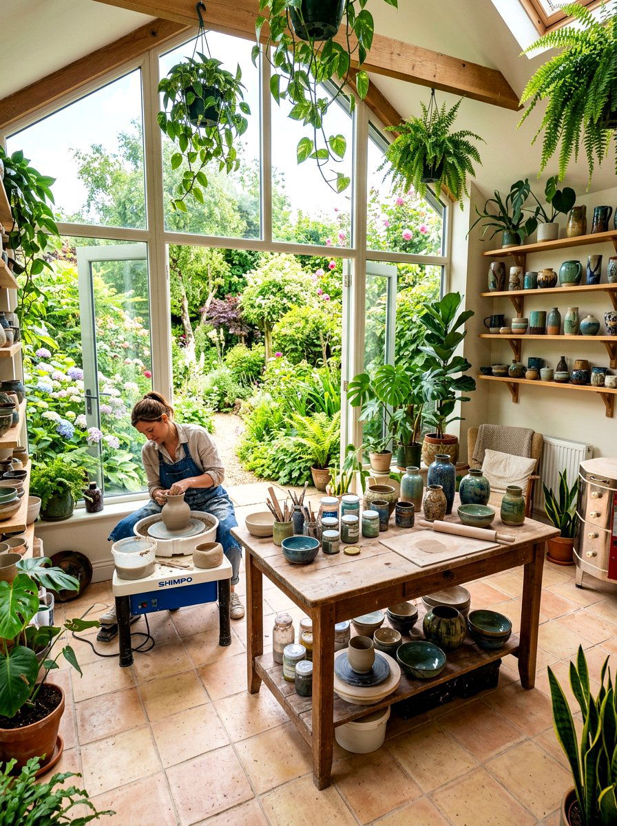 Sunroom pottery studio - 30 pottery room ideas