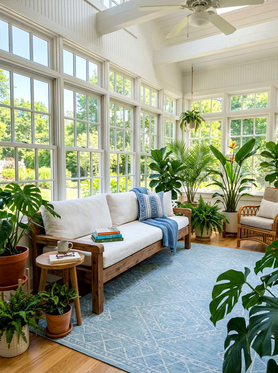 Sunroom reading bench - 30 book nook ideas