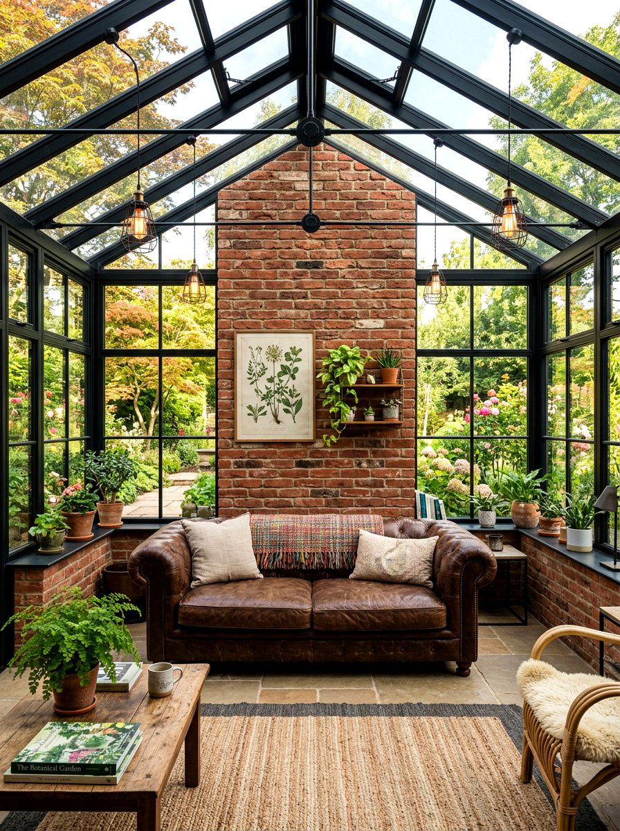 Sunroom with brick wall - 30 four season room ideas