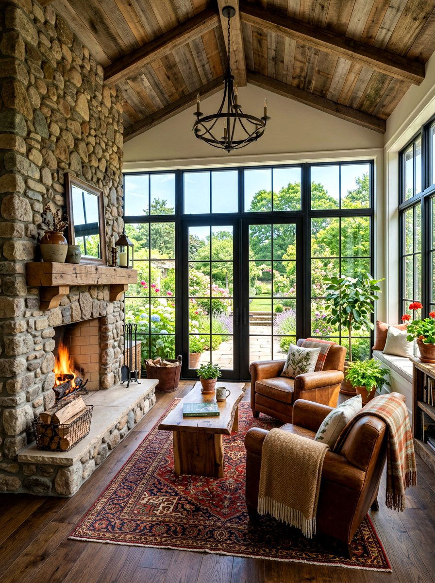 Sunroom with fireplace - 30 elegant sunroom ideas
