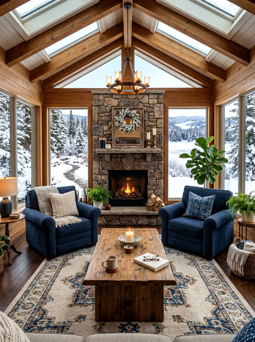 Sunroom with fireplace - 30 four season room ideas