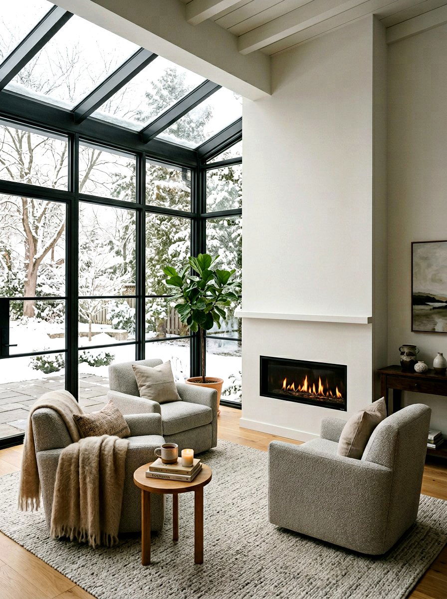 Sunroom with fireplace - 30 modern sunroom ideas